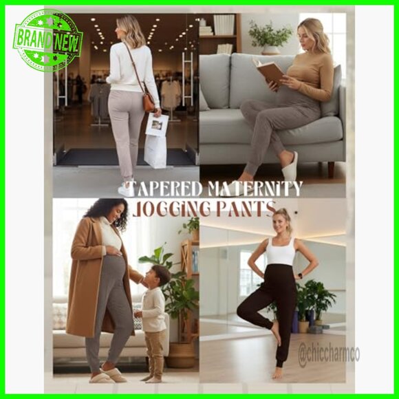 Maternity Joggers 3 Pack Over Belly Stretchy Lounge Sweatpants with Pockets - Picture 4 of 7